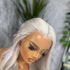 20 inches Platinum Blonde Human Hair Lace Front Wig-CARTIA
