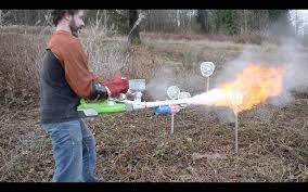 A Homemade Cornstarch Flamethrower Built Using A Leaf Blower And Propane Torch Cooked Playdough Playdough Recipe Corn Starch