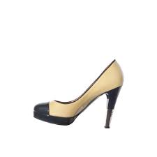 Be sure to check out cap toe brogue boot and mens cap toe boot. Chanel Beige Black Navy Patent Leather Cap Toe Platform Silver Heels P Encore Resale Com