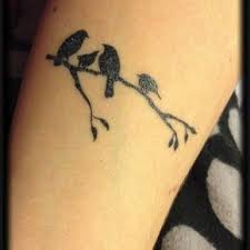 Bird Sitting On Branch Four Black Small Birds Tattoo Sitting On Branch Neck Tattoo Tattoos Meaningful Tattoos For Family