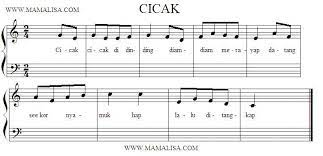 Sheet Music Of Cicak Cicak Di Dinding Indonesian Children S Songs Indonesia Mama Lisa S World Children S Song Childrens Songs Music Corner Sheet Music