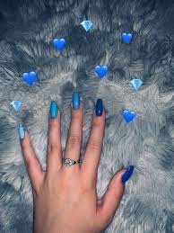 Blue Acrylicnails Different Shades Summer Rings Inspiration Ideas Dark Light Tansoon Blue Acrylic Nails Dark Blue Nails Blue Nails