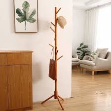 Put enough wood glue on the dowels and insert them into the wooden bar. Ada Wooden Coat Rack Free Standing With 7 Hooks Tree Coat Rack Stand For Coats Hats Scarves Clothes And Handbags Bamboo Coat And Umbrella Stand Price In India Buy Ada Wooden