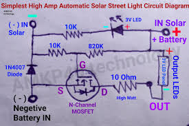 Step by step pv panel installation tutorials with batteries, ups (inverter) and load calculation. Simplest High Amp Automatic Solar Street Light Circuit Diagram