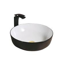 The glossy enamel coating gives it a smooth surface and offers resistance against bacteria, acid and alkaline substances. Modern Design Popular Black White Round Art Wash Hand Basins China Basin Wash Basin Made In China Com