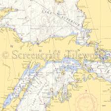 Wisconsin Upper Penninsula Lake Michigan Nautical Chart Decor