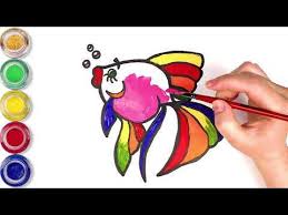 Glitter Fish Coloring And Drawing Sea Animals Colors Painting For Kids Children Kiddy Art Tv Youtube Sea Animals Painting For Kids Coloring For Kids