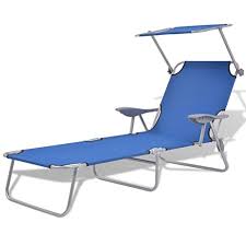 Festnight Bain De Soleil Avec Pare Soleil Chaise Longue De Jardin Plage Cadre En Acier Enduit