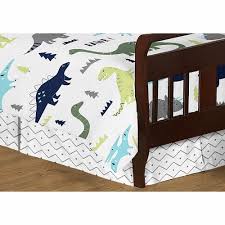 Wowelife dinosaur toddler bedding 4 piece toddler comforter, flat sheet, fitted sheet generic joyreap 4 piece cotton toddler bedding set, colorful dinosaurs on white reversible design. Mod Dinosaur Blue And Green Toddler Bedding Collection