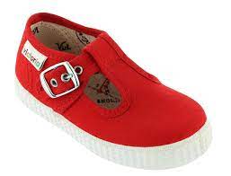 Victoria Shoes Canvas T Straps Rojo Red