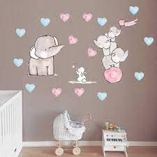 For a classic, personal touch, use baby wall letters to create a hanging monogram over the crib. Cartoon Elephant Rabbit Wall Sticker Cute Funny Animal Pattern For Baby Room Wall Decorations Living Room Kids Room Wall Art Buy At The Price Of 3 59 In Aliexpress Com Imall Com