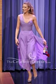 Blake Lively with one shoulder flowy lavender gown