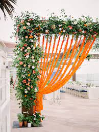 Four Seasons Biltmore Resort Wedding Anna Delores Photo Desi Wedding Decor Marigold Wedding Wedding Entrance Decor