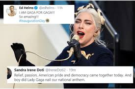 I think we need to hear what other important ideas she has. Lady Gaga Sang A Powerful Rendition Of Us Anthem At Biden Inaugural Nobody Could Keep A Pokerface