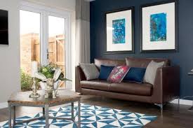 I Love The Navy Wall And Dark Brown Leather Sofas With Teal Accents Brown Leather Couch Living Room Dark Brown Sofa Living Room Brown Leather Sofa Living Room