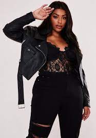 Plus Size Premium Black Cropped Faux Leather Biker Jacket In 2021 Plus Size Leather Jacket Jacket Outfit Women Faux Leather Outfits