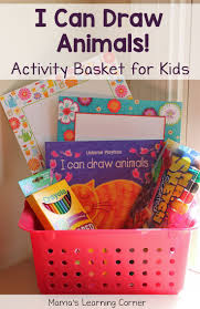 Activity Basket For Kids I Can Draw Animals Kids Gift Baskets Book Gift Basket Kids Craft Gifts