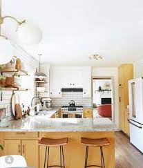 Z E N I A On Instagram With My Kitchen Being In Disarray And The House Being Too Dark To Get A Picture Yellow Kitchen Cabinets Kitchen Layout Yellow Kitchen