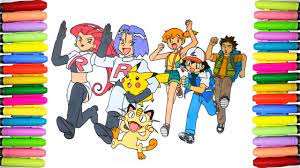 I'd color it if i could,. Pokemon Coloring Pages Ash And Friends Vs Team Rocket Youtube