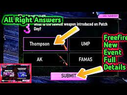 Luck can help players receive diamonds, weapons, gold, crafted in this feature. All Right Answer Of Free Fire Patch Quiz Event Free Fire New Event Today Get Free Gun Crate Youtube