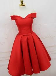 Red Satin Knee Length Party Dress Beautiful Formal Dress 2019 Red Homecoming Dress Redpromdress Pa Red Formal Dresses Red Dress Party Red Homecoming Dresses