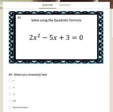 The Quadratic Formula Google Form Interactive Video Lesson Notes Quadratics Quadratic Formula Solving Quadratic Equations