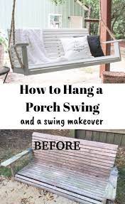 How To Hang A Porch Swing With A Swing Makeover Porch Swing Diy Porch Swing Hanging Porch Swing