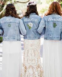 Bemalte Jeansjacken Hochzeit Braut Lotus Blume Kakteen Sukkulente Brautjacke Modestil Hochzeit Jacke
