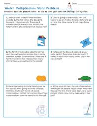 winter multiplication word problems worksheet education com