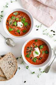 Roasted Tomato And Red Pepper Soup Recipe Stuffed Pepper Soup Homemade Soup Recipe Recipes