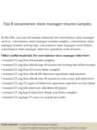 convenience store manager resume samples