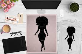 Download Curvy Afro Woman Afro Puff Afro Silhouette Dress Svg File 823248 Cut Files Design Bundles