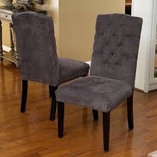 Leviton solid wood tufted parsons dining chair (set of 2). Buy Clark Dark Grey Fabric Tufted Dining Chair Set Of 2 By Gdfstudio On Dot Bo