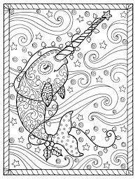 Colored pencils, markers or crayons. Coloring Pages Narwhal