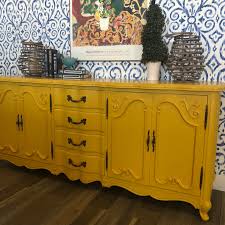 Yellow French Provincial Buffet Blue And White Wallpaper Yellow Furniture Painted Furniture