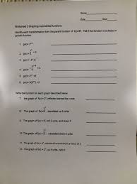 The same rules apply when transforming logarithmic and exponential example: Solved Name Date Hour Worksheet 3 Graphing Exponential Fu Chegg Com