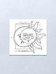 Sonne Und Mond Zeichnen Metallbild Von Mba1 Redbubble