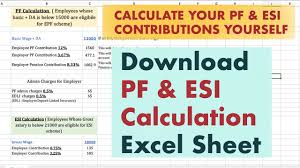 By the way it is malaysia payroll. Pf And Esi Calculation Excel Sheet 2021 Calculate How Much Pf Esi You Are Contributing Youtube
