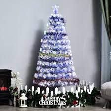Holiday time white fiber optic tree continuously changes color when plugged inthe perfect addition to your living room or denequipped with 83 tips for a this tree is nothing like the picture. Homcom Artificial Fibre Optic Christmas Tree W 26 Led Lights Pre Lit White Blue 6ft Christmas Trees Decorations Aosom Ie
