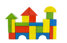 Photo About A Castle House Castle Created Of Colorful Wooden Toy Blocs In Red Yellow Green And Blue I Toy Castle Wooden Toy Castle Kindergarten Activities