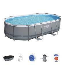 piscine hors sol tubulaire bestway power steel oval 488x305x107 cm epurateur a cartouche de 3 028 l h bache et echelle poolfunstore