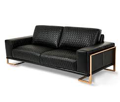 Gianna Leather Standardsofa In Black Rosegold Mia Bella By Michael Amini Luxury Furniture Sofa Gold Sofa Furniture