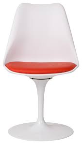 The tulip chair looks delectable as a dining chair with minimal modern furnishings and a table that is subtle enough to let this chair do all the talking. Midcentury Modern Tulip Chair White With Red Seat Midcentury Dining Chairs By Design Tree Houzz