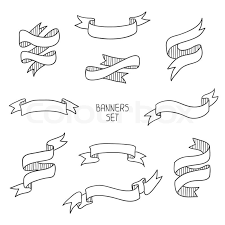 How to draw a ribbon banner.you can enhance your art skills by taking our step by step tutorial on how to draw a ribbon banner. Vintage Ribbon Banners Hand Drawn Set Stock Vector Colourbox