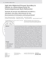 Pdf High Intra Abdominal Pressure Secondary To Obesity As A Determining Factor For Ventriculoperitoneal Shunt Malfunction