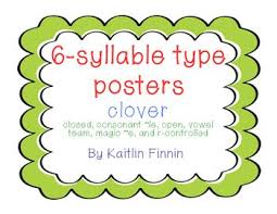 6 Syllable Type Posters Clover Teaching Literacy Type
