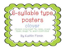 6 syllable type posters clover teaching literacy type