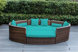Colton outdoor daybed with beige teak frame. Beautiful Outdoor Patio Wicker Furniture Mixed Brown Deep Seating Daybed Sofa 4 Pc Set
