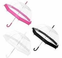 23" Clear Dome Umbrella White/Pink/Black Mens/Ladies Transparent Clear  Umbrella