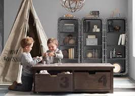 Crates lined with wallpaper samples make colorful storage, as well as a great feature wall. 10 Cool Industrial Style Kid S Bedroom Ideas Fat Shack Vintage